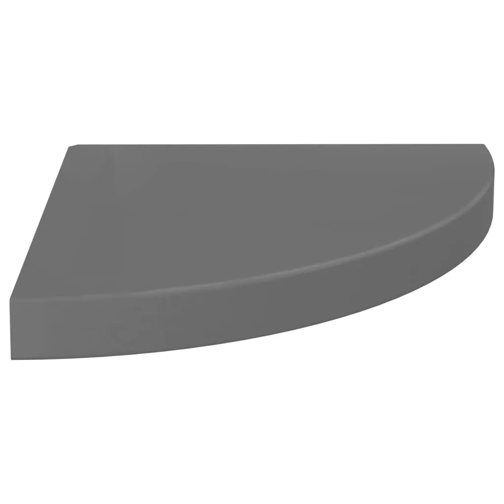 Floating Corner Shelves 2 pcs High Gloss Grey 35x35x3.8 cm MDF