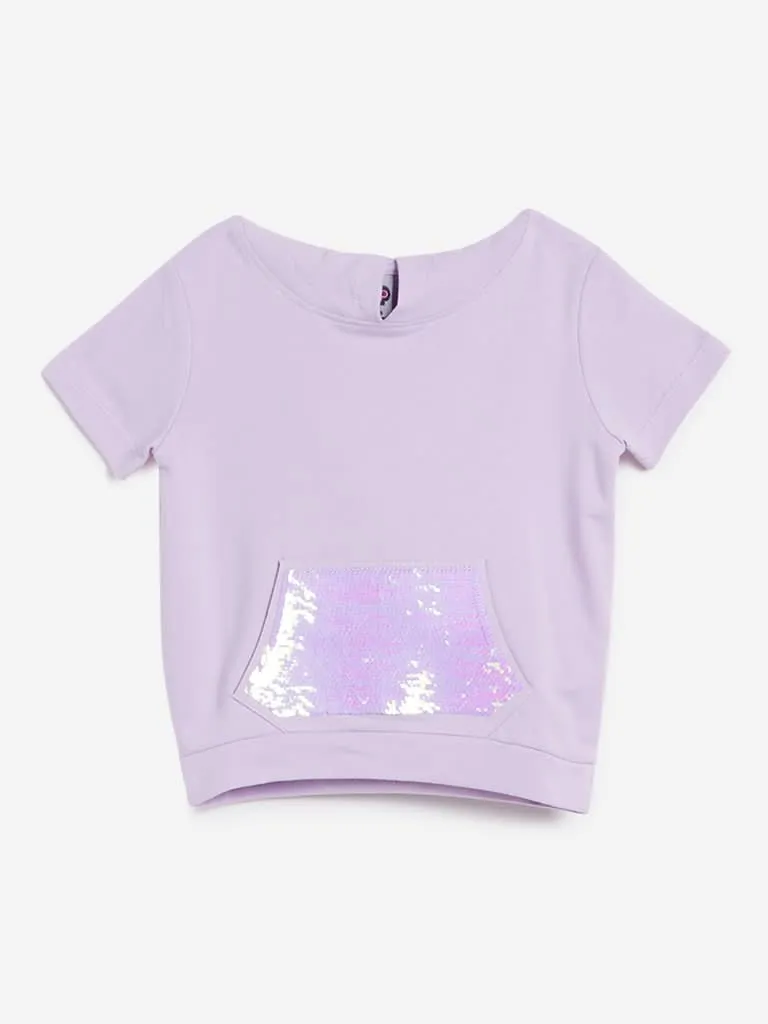HOP Kids Lilac Sequinned Kristy Hooded Top