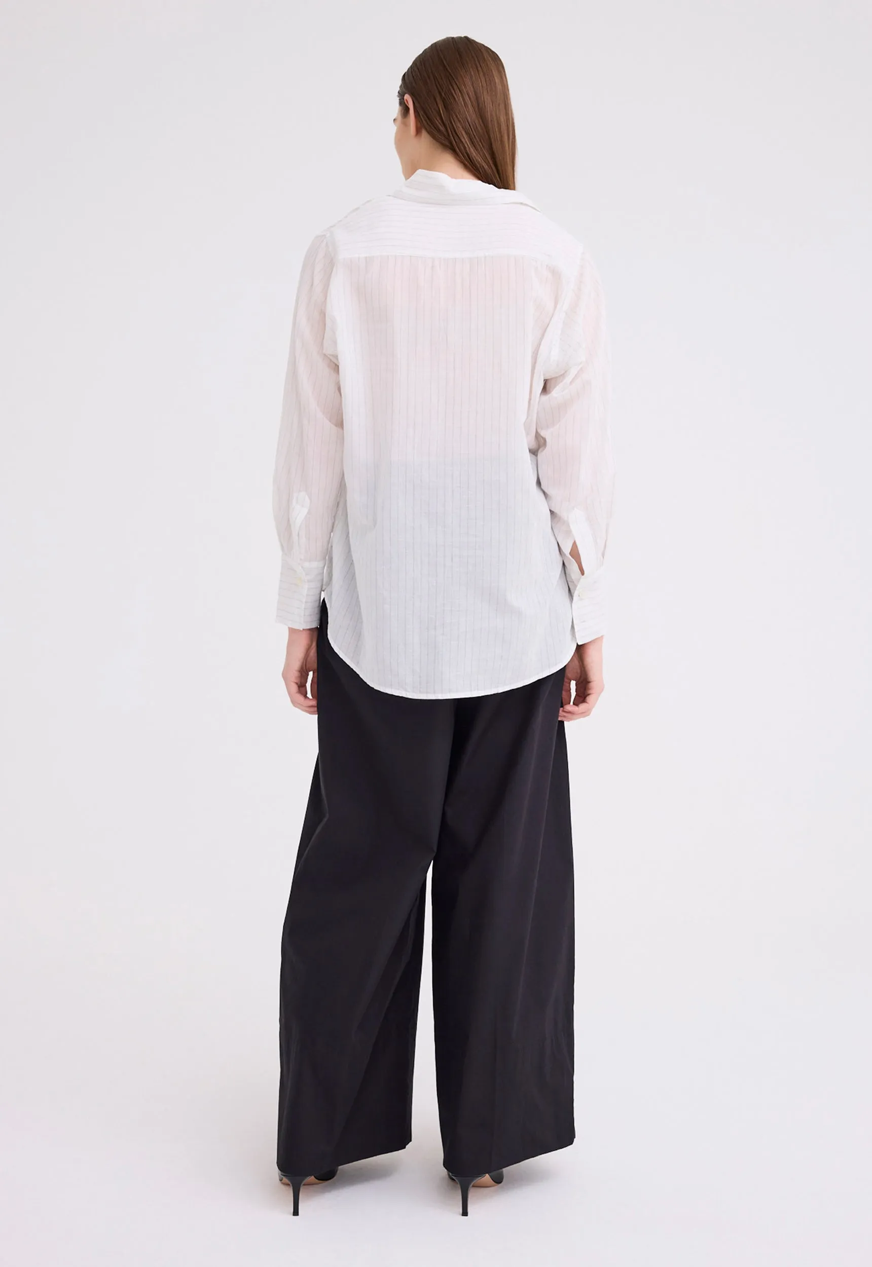 Yeats Cotton Shirt - Wide Pinstripe White/Black